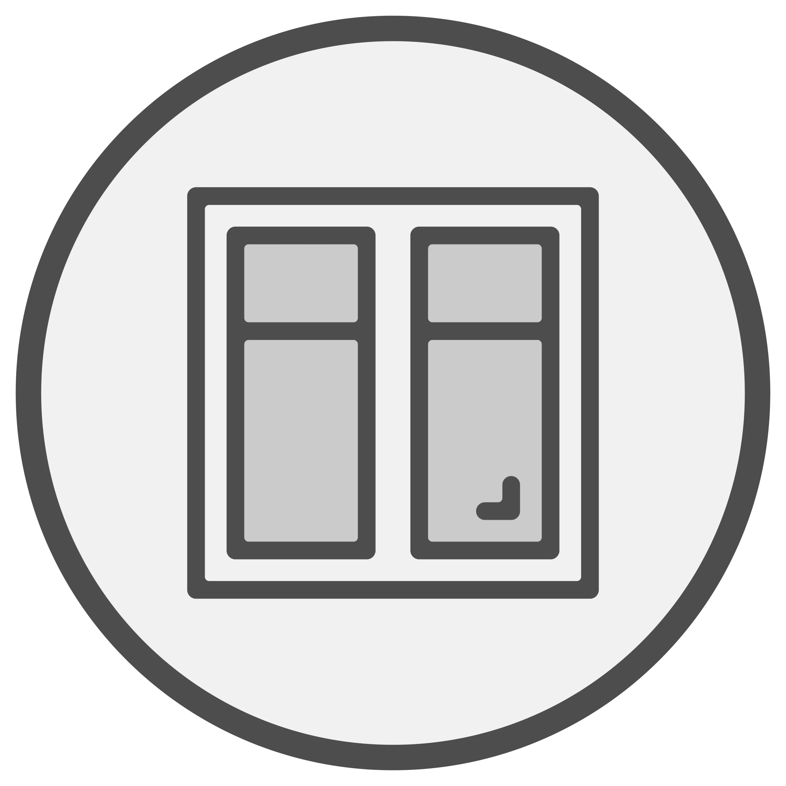 Circular icon of a window.