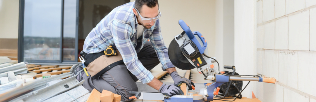 A local handyman does carpentry work.